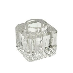 Antique Victorian Clear Glass Inkwell Fountain Pen Block Paperweight Salt Cellar